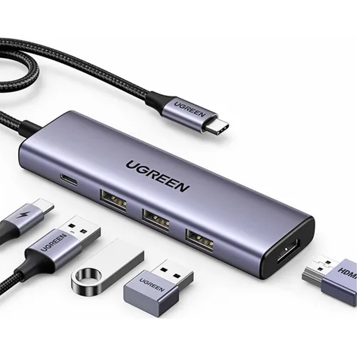 Hub Ugreen 5 en 1 3x USB 1x USB-C 1x HDMI a USB-C 