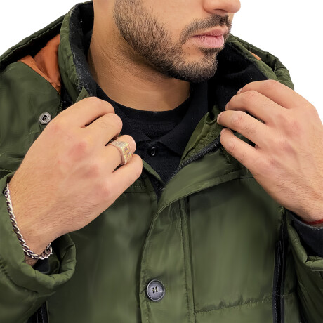 Campera Parka De Hombre Uzspace C/ Capucha Invierno Verde