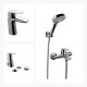 Juego Completo De Griferia Para Baño, Incluye Lavatorio Bajo,Bidet Y Ducha Exterior Linea Epuyen Fv CROMO