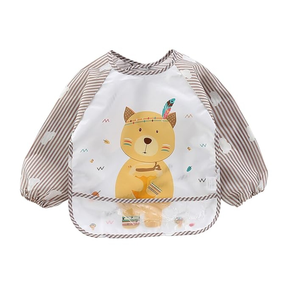 Babero con manga Little Ones - gatito beige 