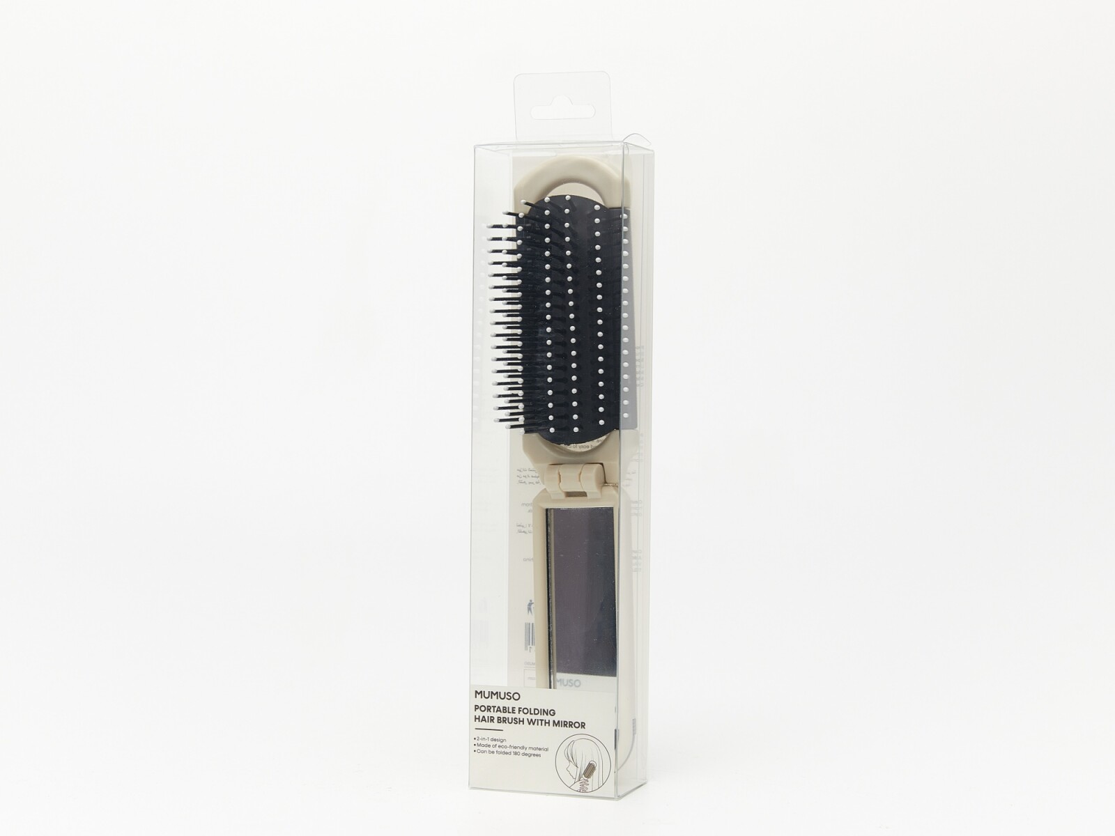CEPILLO DE PELO PLEGABLE PORTÁTIL CON ESPEJO 