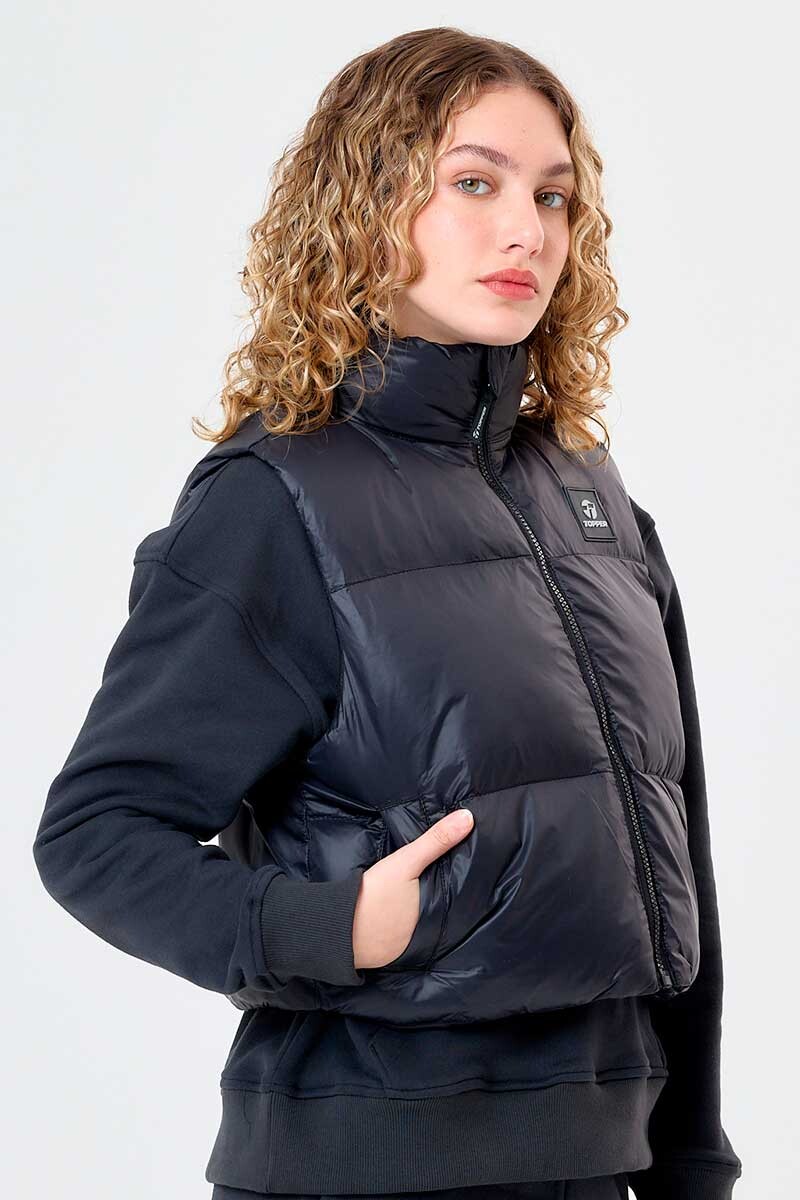 CHALECO MUJER TOPPER PUFFER CROPPED Negro