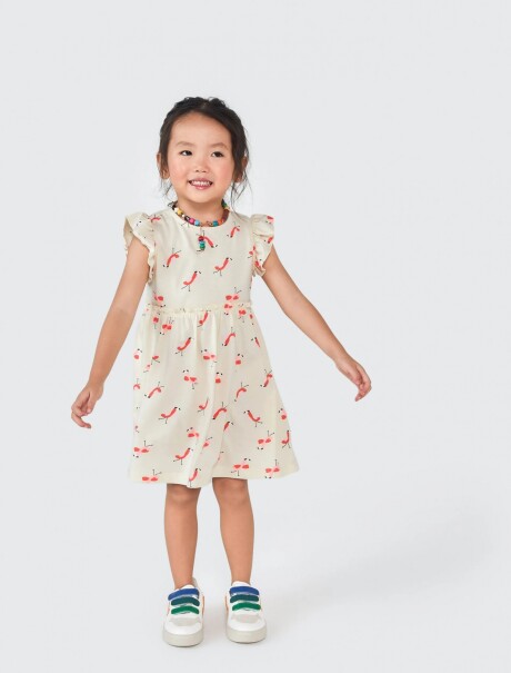 VESTIDO INFANTIL ESTAMPADO BEIGE