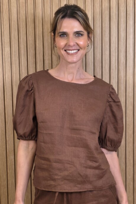 Blusa Gloria Puro Lino Chocolate