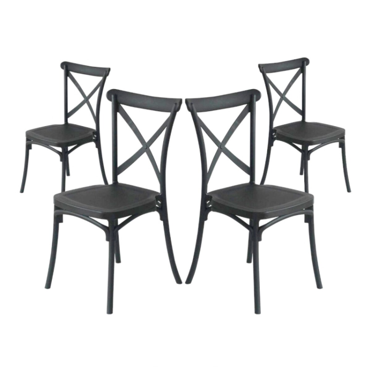 Set de 4 Sillas Estilo Nórdico Katrina Para Comedor o Jardín Apilables - Gris 