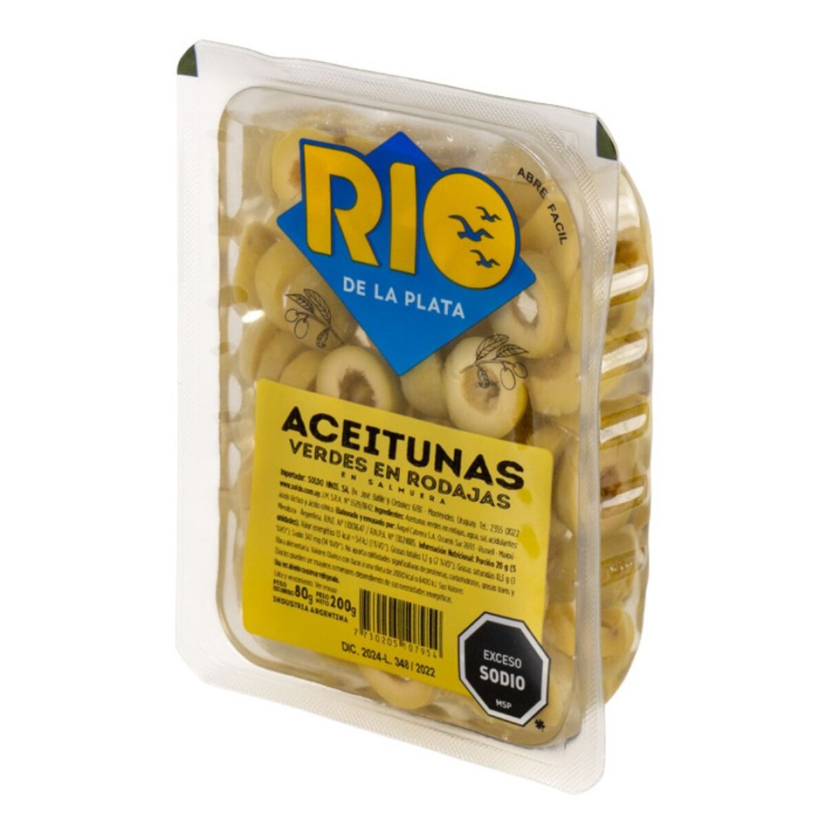 ACEITUNAS BANDEJA VERDES RODAJAS RIO DE LA PLATA 200 GR 