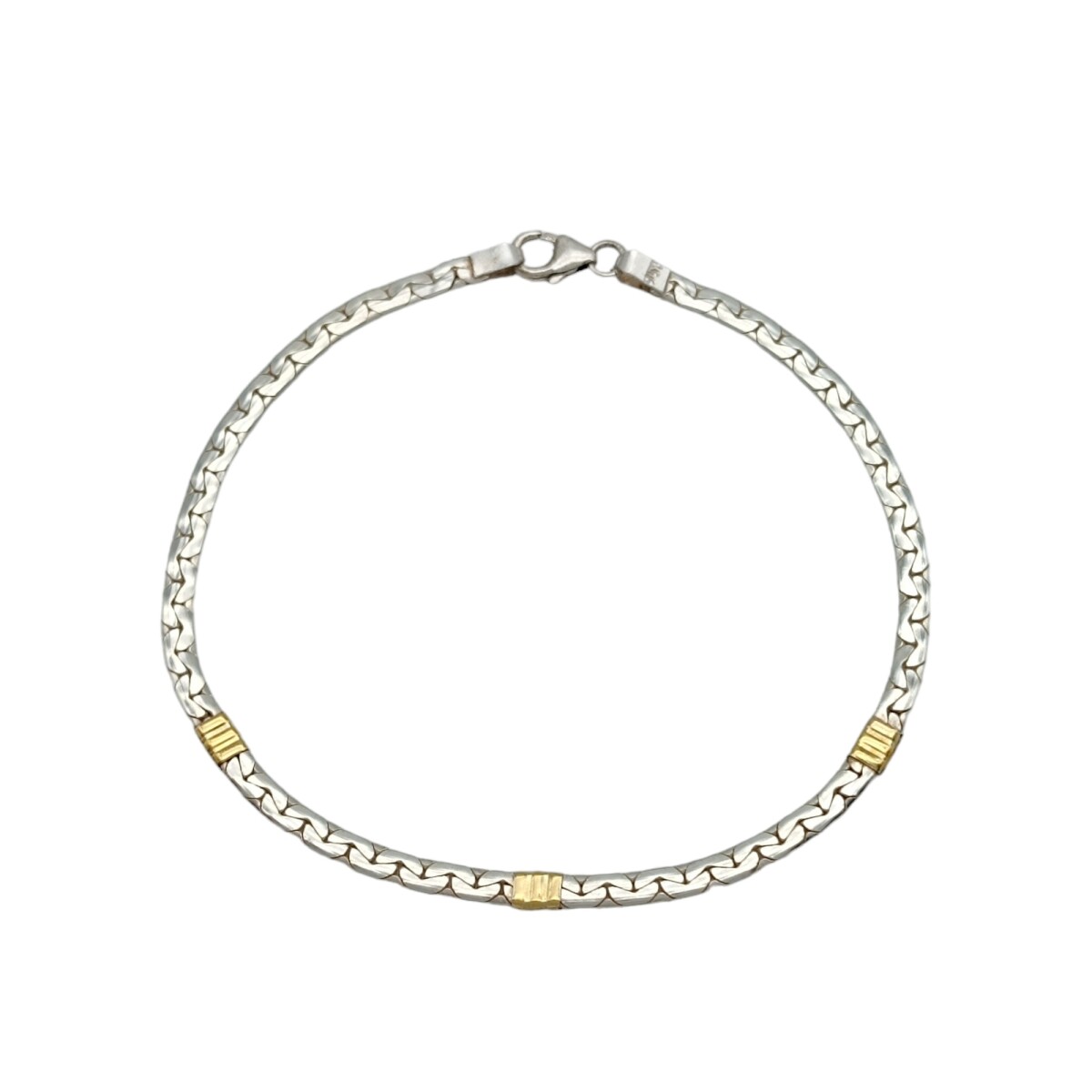 Pulsera Cinta Enlazada-Plata y Oro-Sin piedra-PU5066 - sinpiedra 