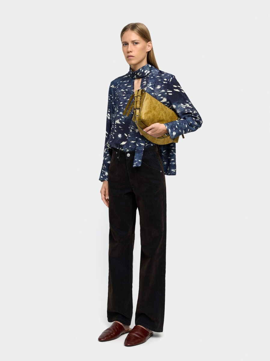 Blusa De Manga Larga Con Estampado Animal - azul-marino 