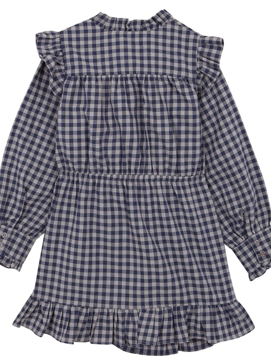 Vestido De Cuadros Azul Medio Oscuro