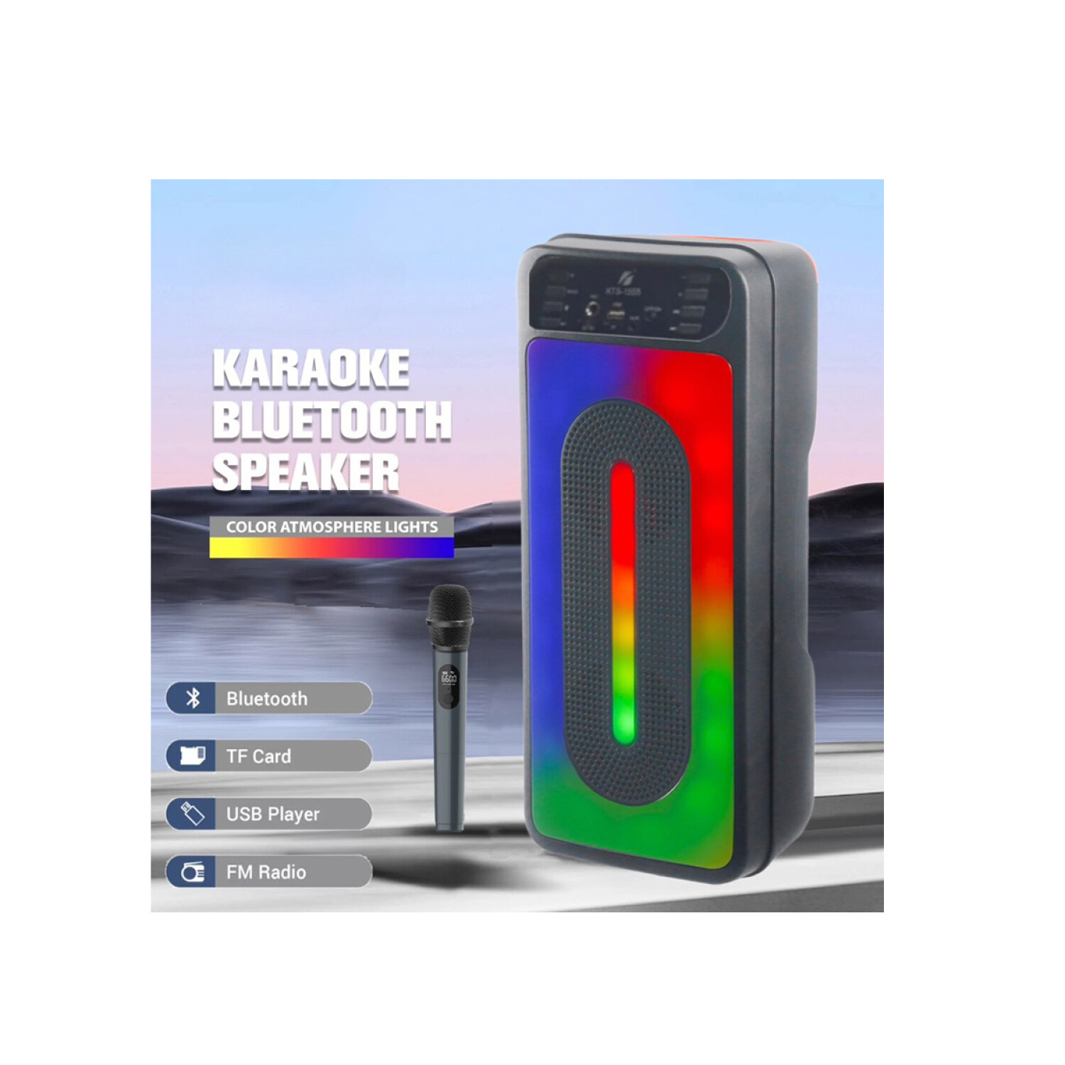 Micrófono Inalambrico Bluetooth Karaoke Luces Led Radio Usb