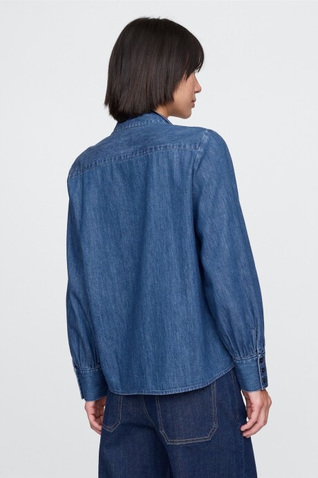 Camisa De Jean Con Moña Mujer Light Indigo 2