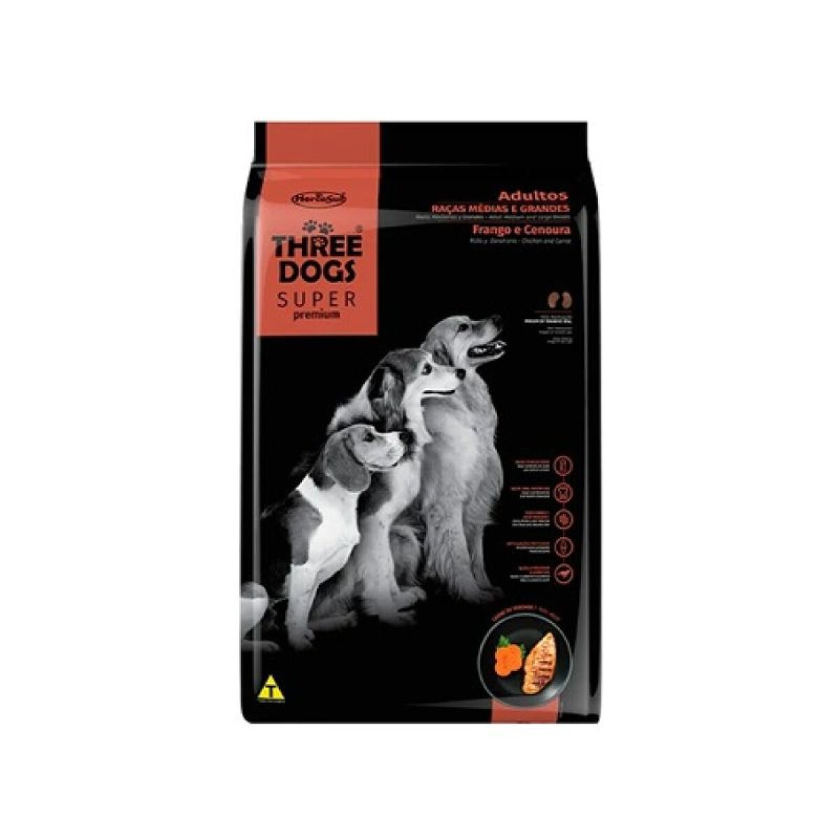 THREE DOGS SUPER PREMIUM ADULTOS MED/GDES 17KG - Three Dogs Super Premium Adultos Med/gdes 17kg 