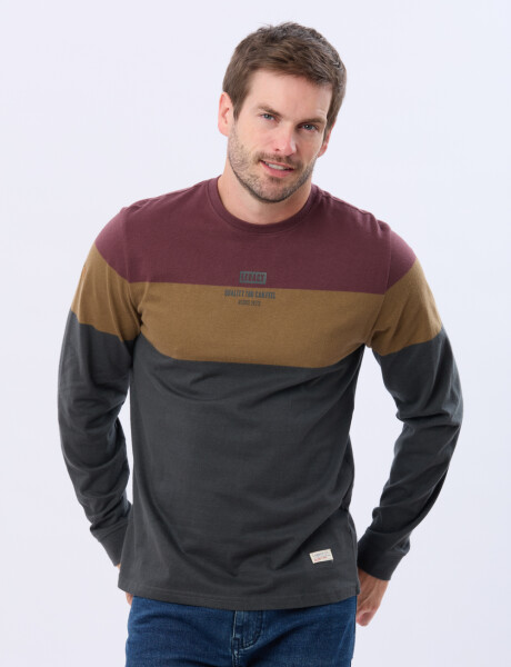 REMERA RAYADA DE ALGODÓN Gris