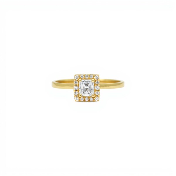 Anillo compromiso Cuadrado -Oro bajo-Piedras zirconias-AN8556 conpiedra