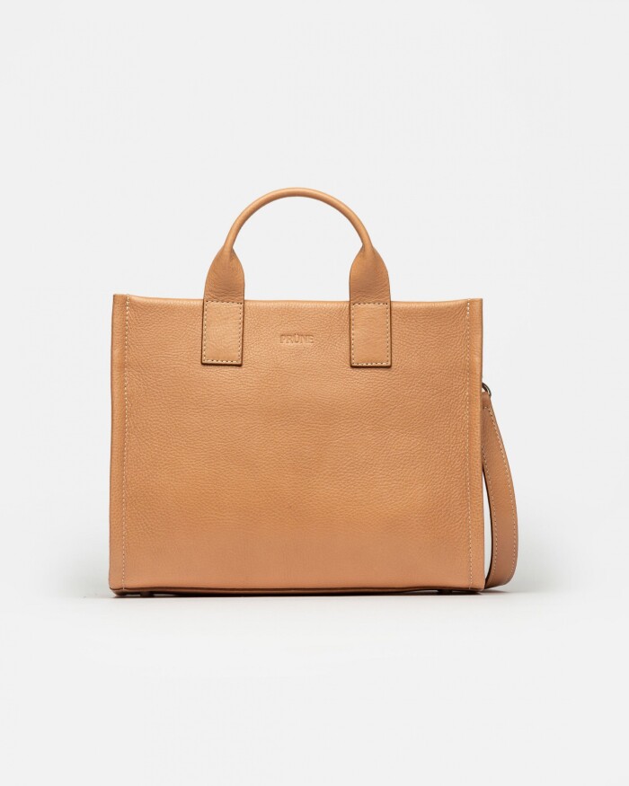 Cartera de mano Capri en cuero liso vegetal Vaqueta