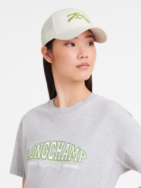 Longchamp-Gorro de algodón bordado Negro con Logo