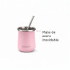 Set Matero Termo Acero Inoxidable 1L + Mate Acero Inoxidable Rosado