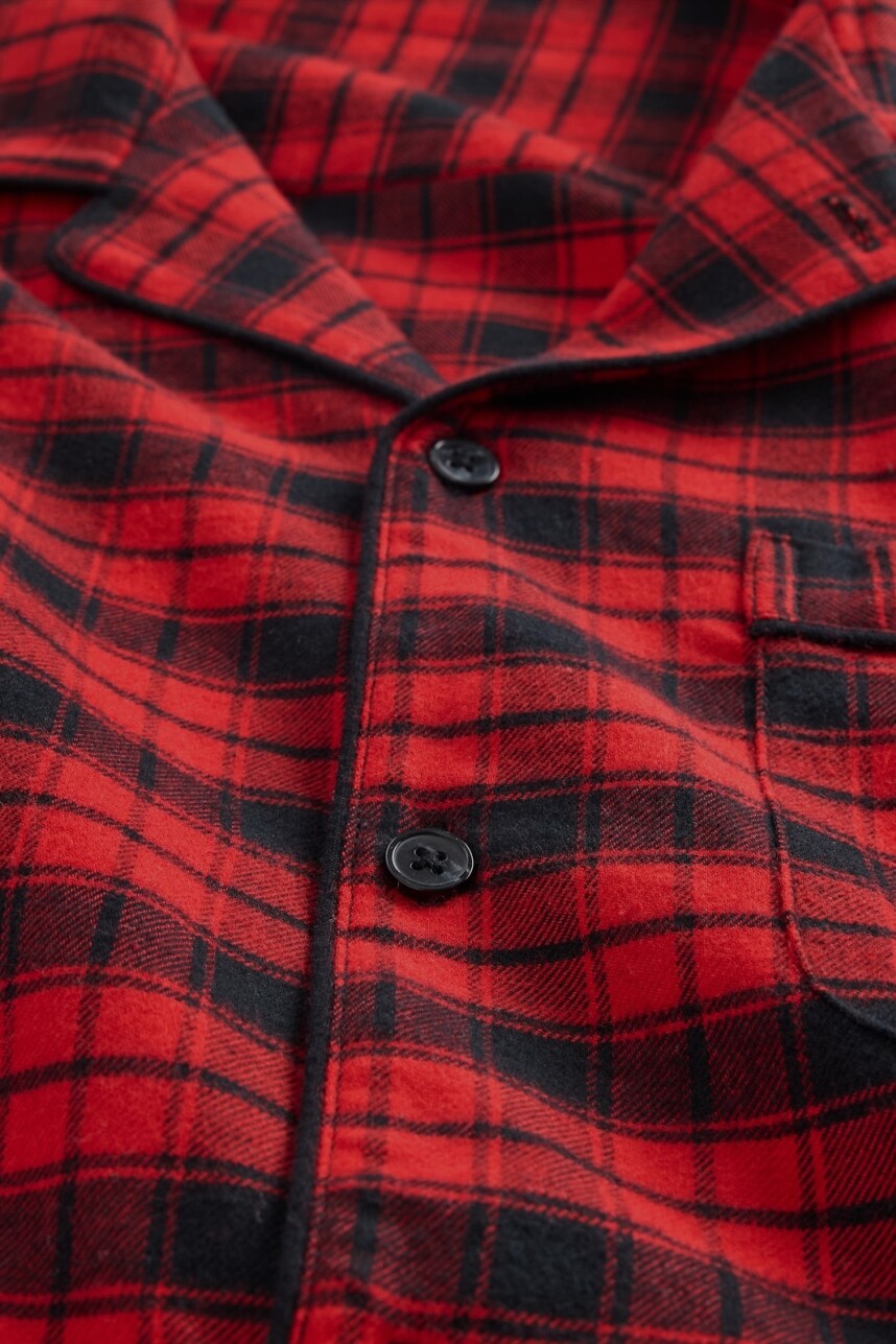 Pijama Set De Camisa Y Pantalón Flannel Hombre Fs Red Black Plaid