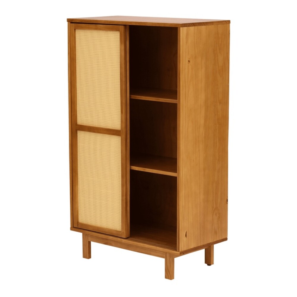 ARMARIO DE MADERA MACIZA CON 2 PUERTAS CORREDIZAS DE RATÁN Y ESTANTES ARMARIO DE MADERA MACIZA CON 2 PUERTAS CORREDIZAS DE RATÁN Y ESTANTES