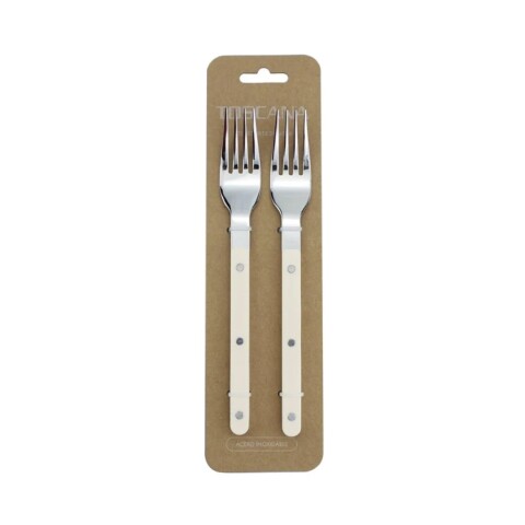 SET X2 TENEDOR DE MESA 20CM AC MANGO BEIGE TOSCANA SET X2 TENEDOR DE MESA 20CM AC MANGO BEIGE TOSCANA