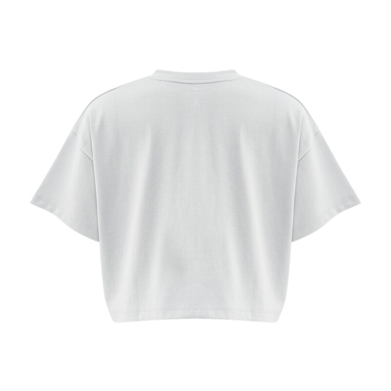 UA W VARSITY MIX HW SS CROP-GRY GRY-011