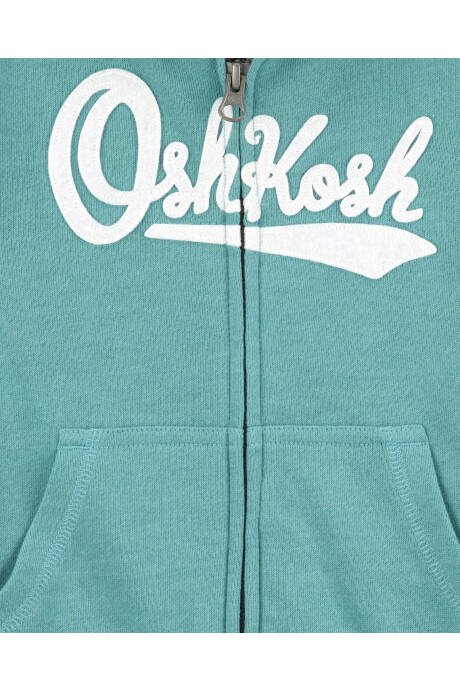 Campera de algodón, con capucha y logo, verde. Talles 2-5T Campera de algodón, con capucha y logo, verde. Talles 2-5T