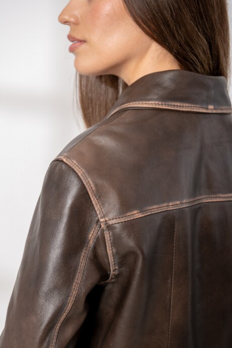 Chaqueta de cuero Luz Choco gastado