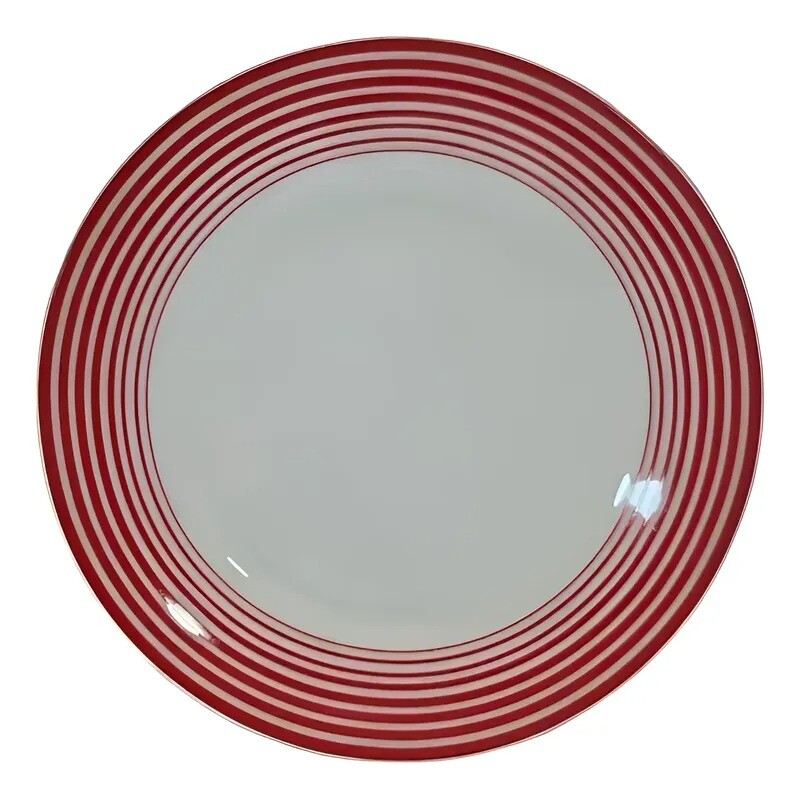 PLATO DE POSTRE CON DISEÑO ESPIRALES ROJOS - BG PLATO DE POSTRE CON DISEÑO ESPIRALES ROJOS - BG