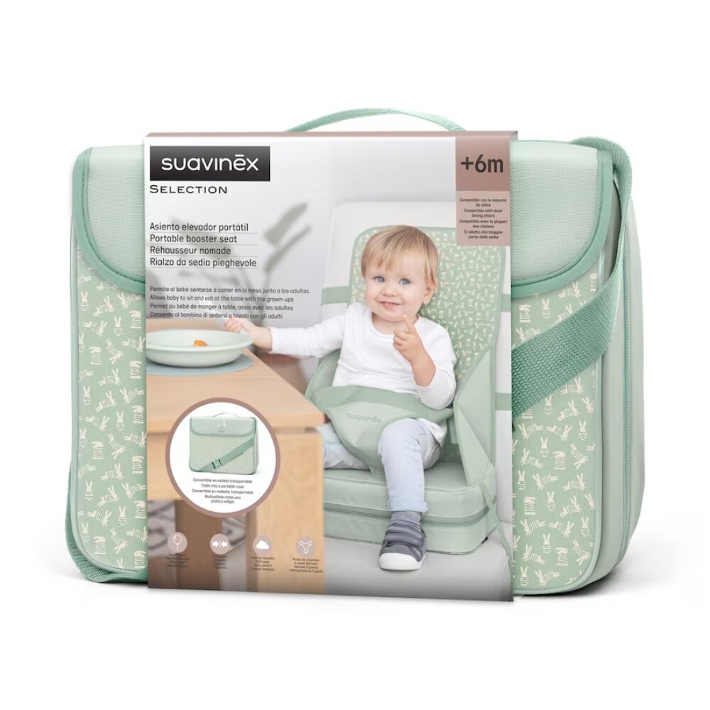 Silla de comer portatil SUAVINEX alzador mesa verde