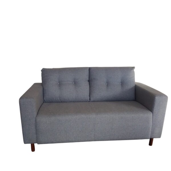 Sofa 2 cuerpos tela Gris Brillo con respaldo semi capitoneado Sofa 2 cuerpos tela Gris Brillo con respaldo semi capitoneado