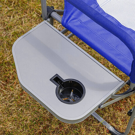 Silla Director Plegable Portable Acero c/ Mesa Playa Camping Azul