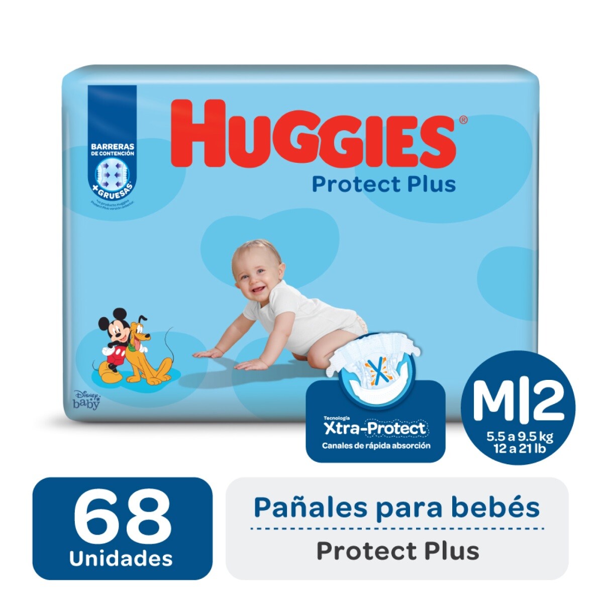 Pañales Huggies Protect Plus Talle M 68 Uds. 