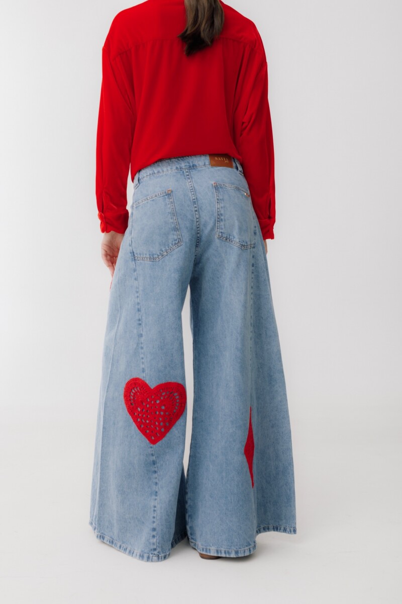 JEAN WIDE XL CROCHET Celeste