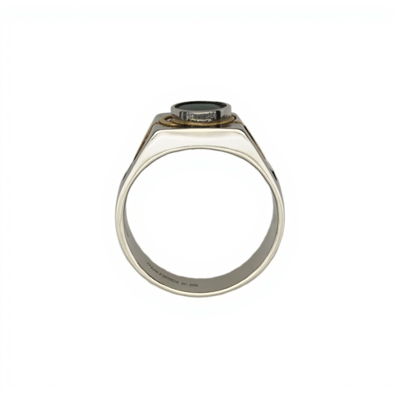Anillo Mesa-Plata y Oro-Piedra Onix-AN5176 conpiedra