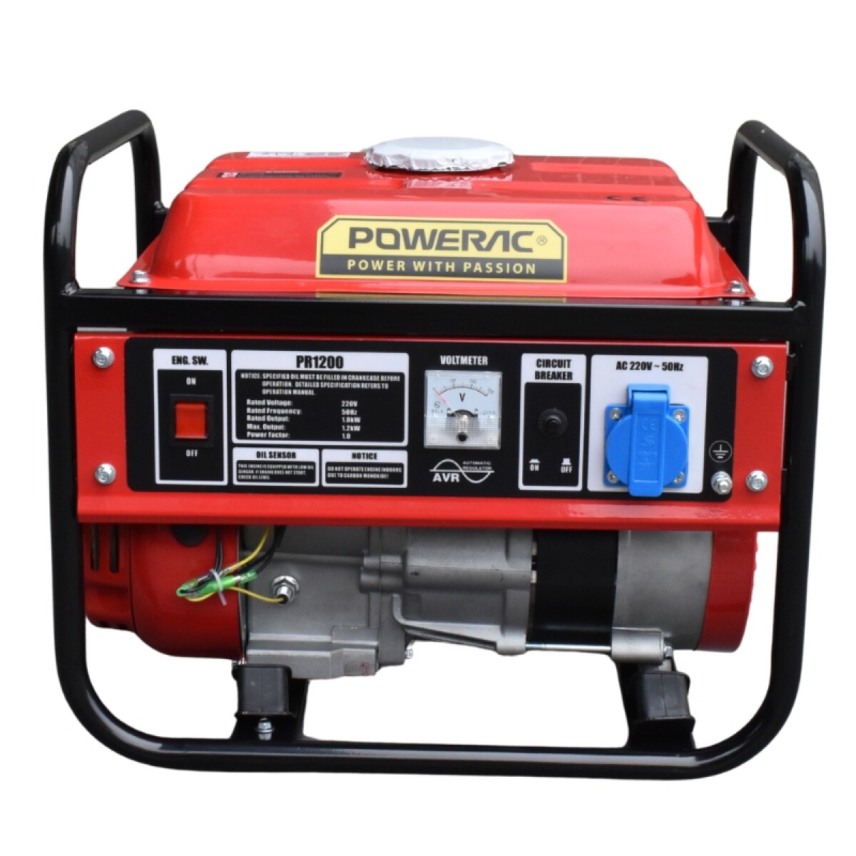 POWERAC GENERADOR A GASOLINA 1.2Kw 3.5HP 98CC ARRANQUE MANUAL 