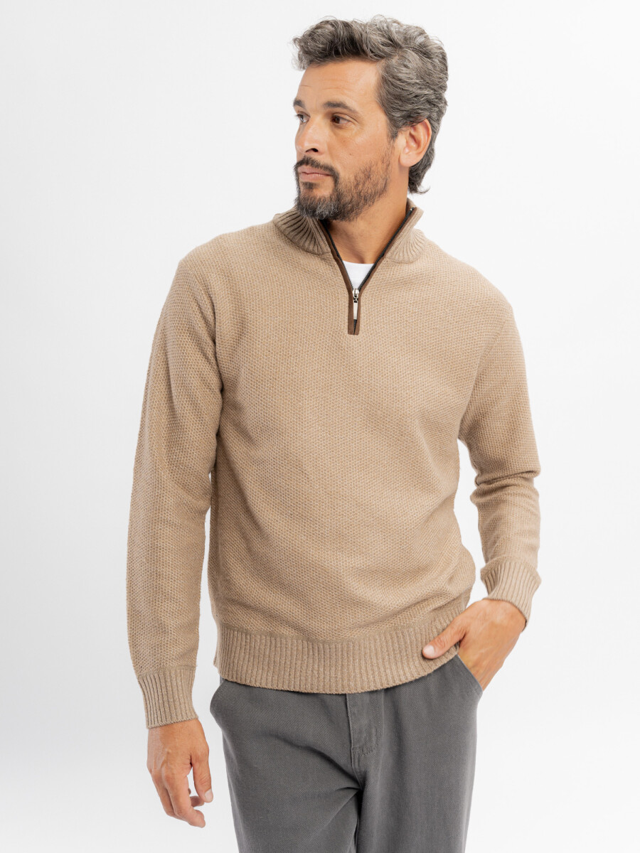 Buzo medio cierre Álamo - beige 