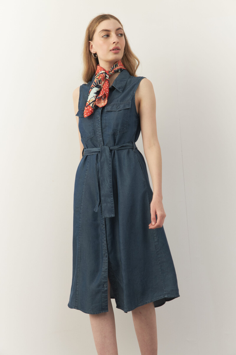 VESTIDO BARREIRO WASHED Azul