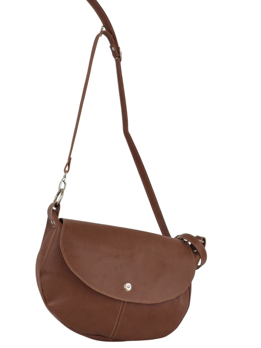 Morral de cuero con solapa - Marron 