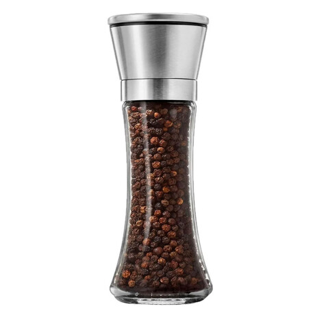 Molinillo Pimienta y Sal Ajustable 200ml Vidrio y Acero Inox Transparente