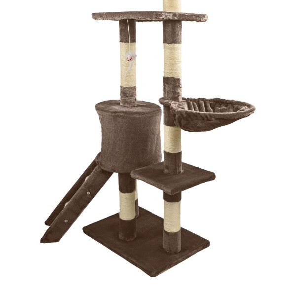 Rascador Torre 5 Niveles En Felpa Y Sisal Para Gato Juego Color Marrón