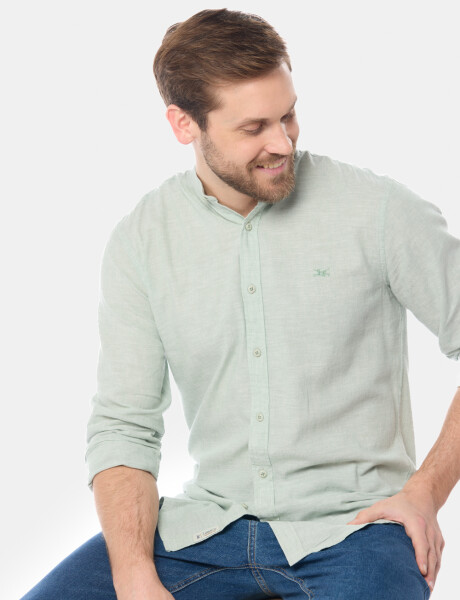 CAMISA DE LINO CUELLO MAO Menta