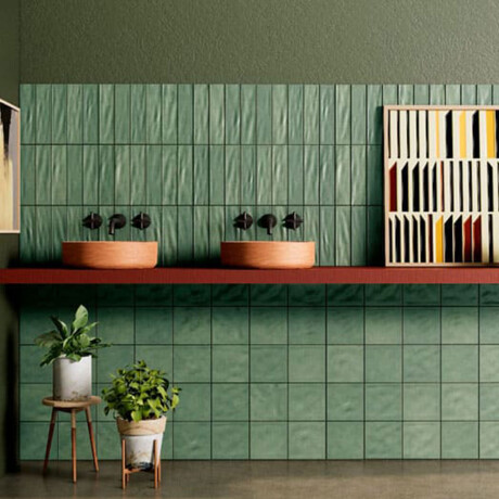 CERAMICA REVESTIMIENTO 6X24 LISO MATE VERDE BRICK LADRILLO GAMAS DE VERDE