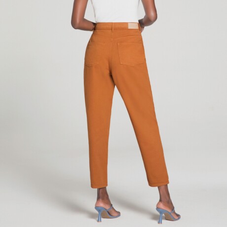 PANTALÓN MOM CINTURA ALTA NARANJA/BEIGE