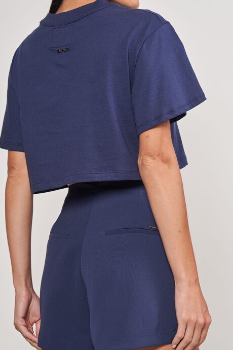 Remera crop con logo Colcci Azul