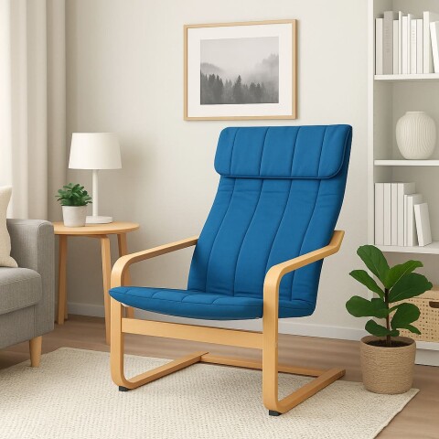 Sillón Individual Flex Azul de Diseño Nórdico con Estructura de Madera – Ideal para Living, Dormitorio u Oficina Sillón Individual Flex Azul de Diseño Nórdico con Estructura de Madera – Ideal para Living, Dormitorio u Oficina