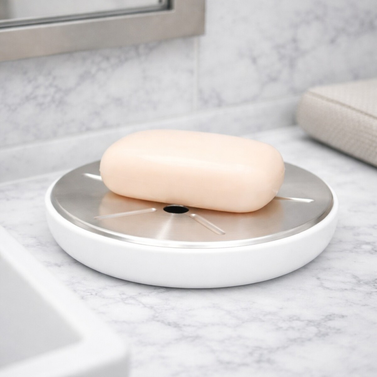 Jabonera para Baño de Plástico y Acero Inoxidable Antideslizante Moderna 