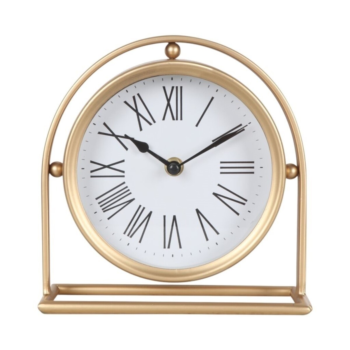 RELOJ DE MESA HIERRO D18.5X7.5X19CM SEMICIRCULO DORADO 