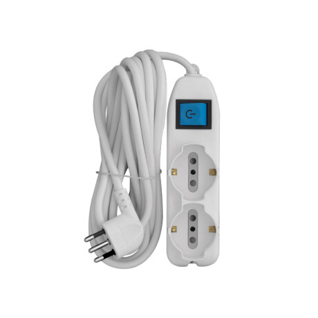 ALARGUE 2SCHUKO 2P+T 4(2P+T) CON INTERRUPTOR Alargue 2 (Schuko 2P+T) + 4(2P+T) con Interruptor 10A 3m Blanco