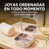 Mini Joyero Organizador Alhajero 9 X 9cm C/ Espejo Asa Blanco