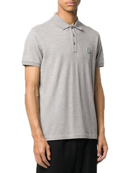 Moncler -Remera polo de algodón manga corta Gris